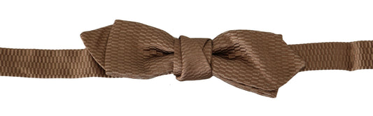 Dolce &amp; Gabbana Elegant Brown and Gold Bow Tie