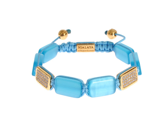 Nialaya Elegante bracciale con opale blu e diamanti