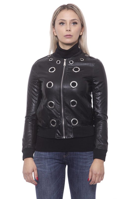 19V69 Italia Chic slim jacket made of eco-leather with rivets