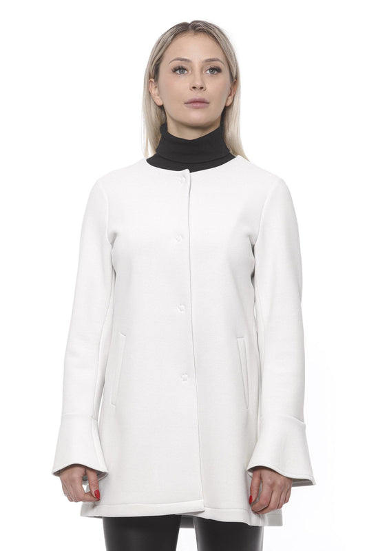 19V69 Italia Elegante cappotto in neoprene bianco da donna