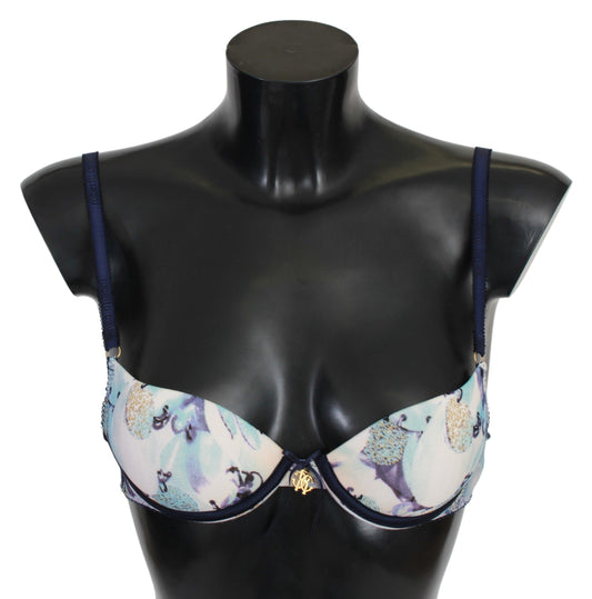 Roberto Cavalli Eleganter Push-Up-BH mit blauem Aufdruck