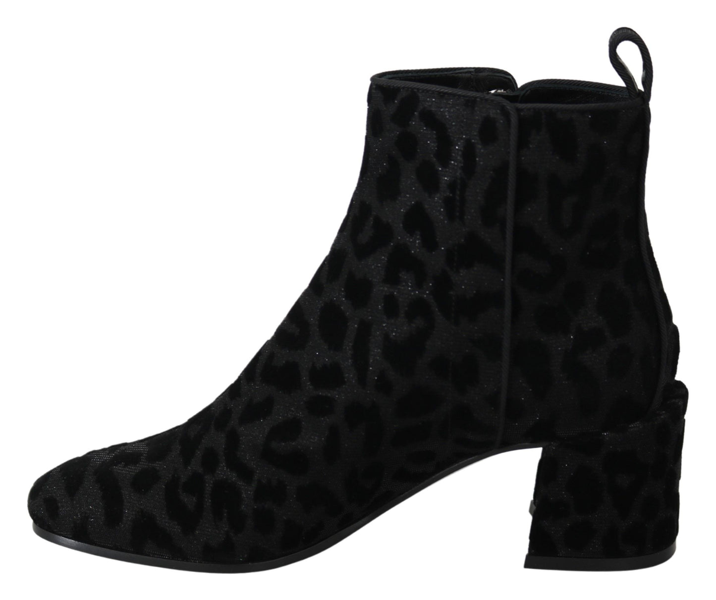 Dolce & Gabbana Elegante schwarze kurze Stiefel mit Leopardenmuster