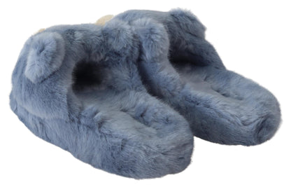 Dolce & Gabbana Chic Teddybär Blau Loafers Schuhe