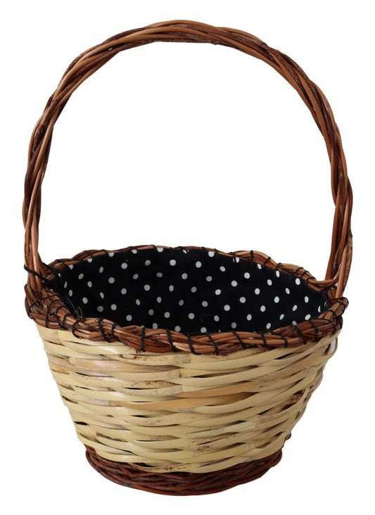 Dolce &amp; Gabbana Chic Beige Wicker Basket