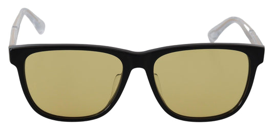 Diesel schwarze Acetat-Sonnenbrille mit gelben Gläsern