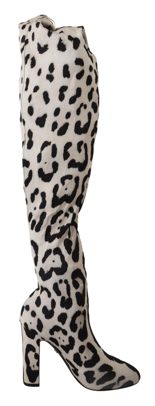 Dolce & Gabbana Leopardenstiefel mit hohem Absatz und Overknees