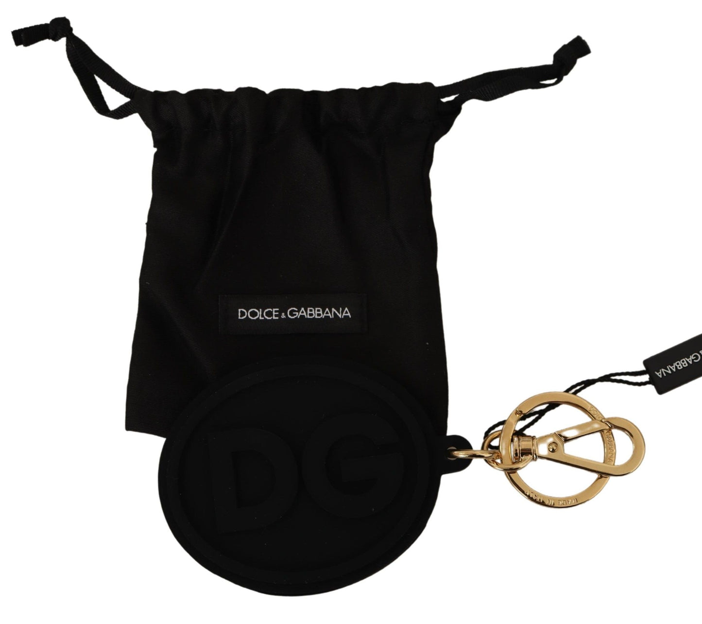 Dolce & Gabbana Elegantes schwarz-goldenes Schlüsselanhänger-Accessoire