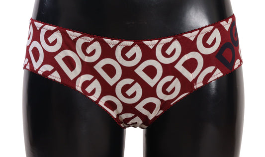 Dolce & Gabbana Maroon White Logo Bikini-Unterteil