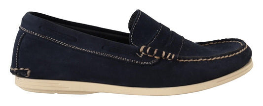 Pollini Chic blue suede moccasins for men