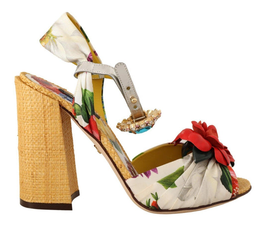 Dolce & Gabbana Multicolor Kristallverzierte Sandalen mit Absatz