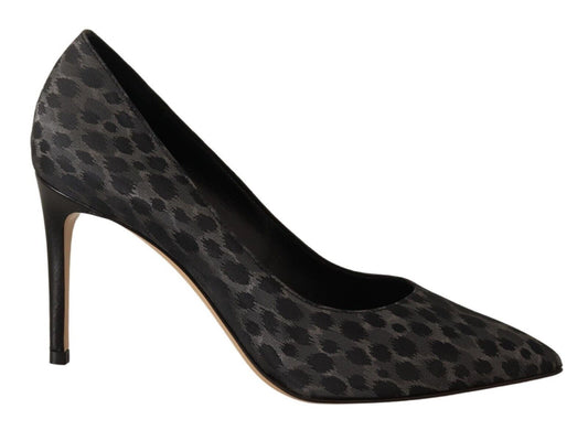 Sofia Elegante schwarze Lederpumps mit Leopardenmuster