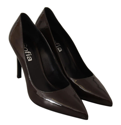 Sofia Elegante braune Lederabsätze Pumps