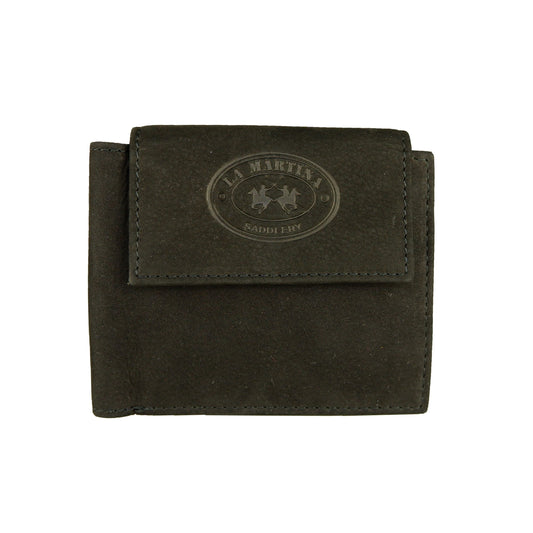 La Martina Elegant wallet in black leather with logo detail