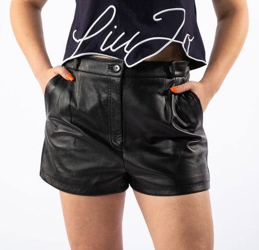 Dolce & Gabbana Shorts aus Lammleder in Schwarz