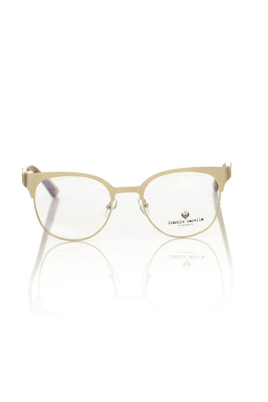 Frankie Morello Geometrische Clubmaster-Brille Goldfarben