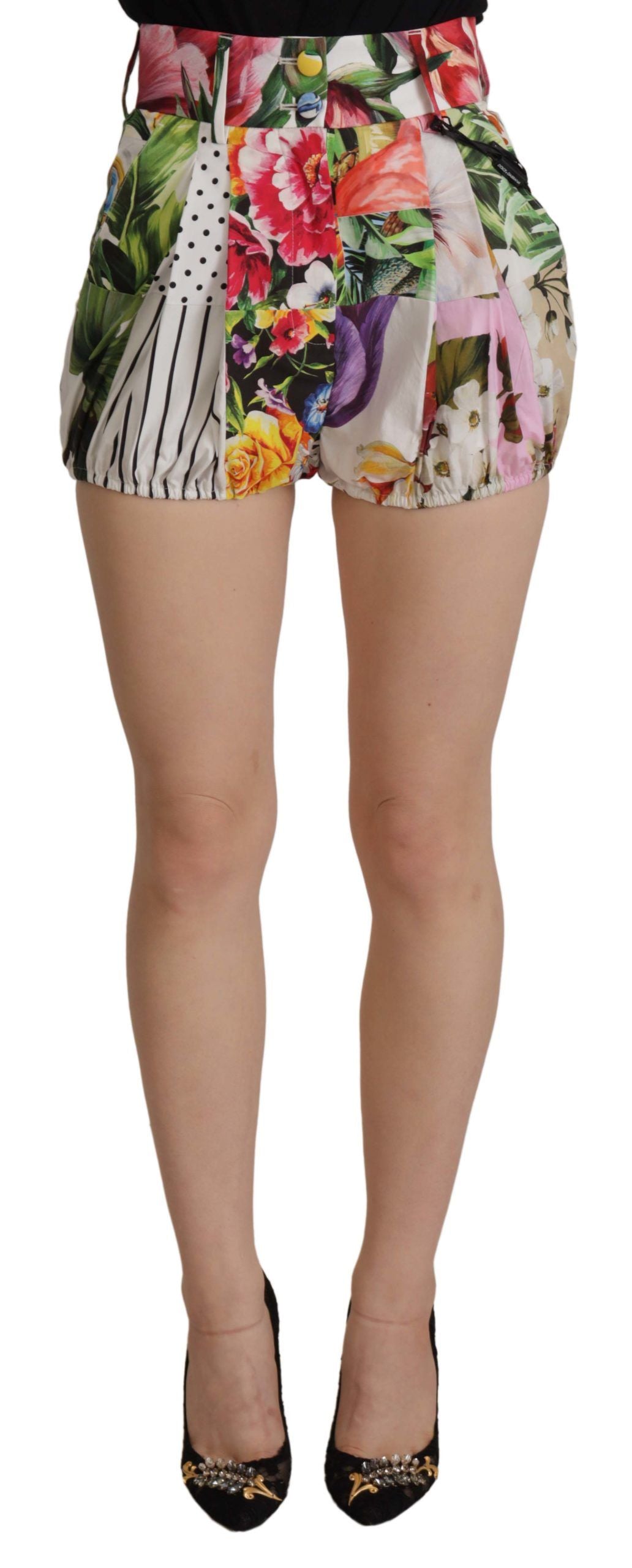 Dolce & Gabbana Multicolor Majolika Floral High-Waist Shorts