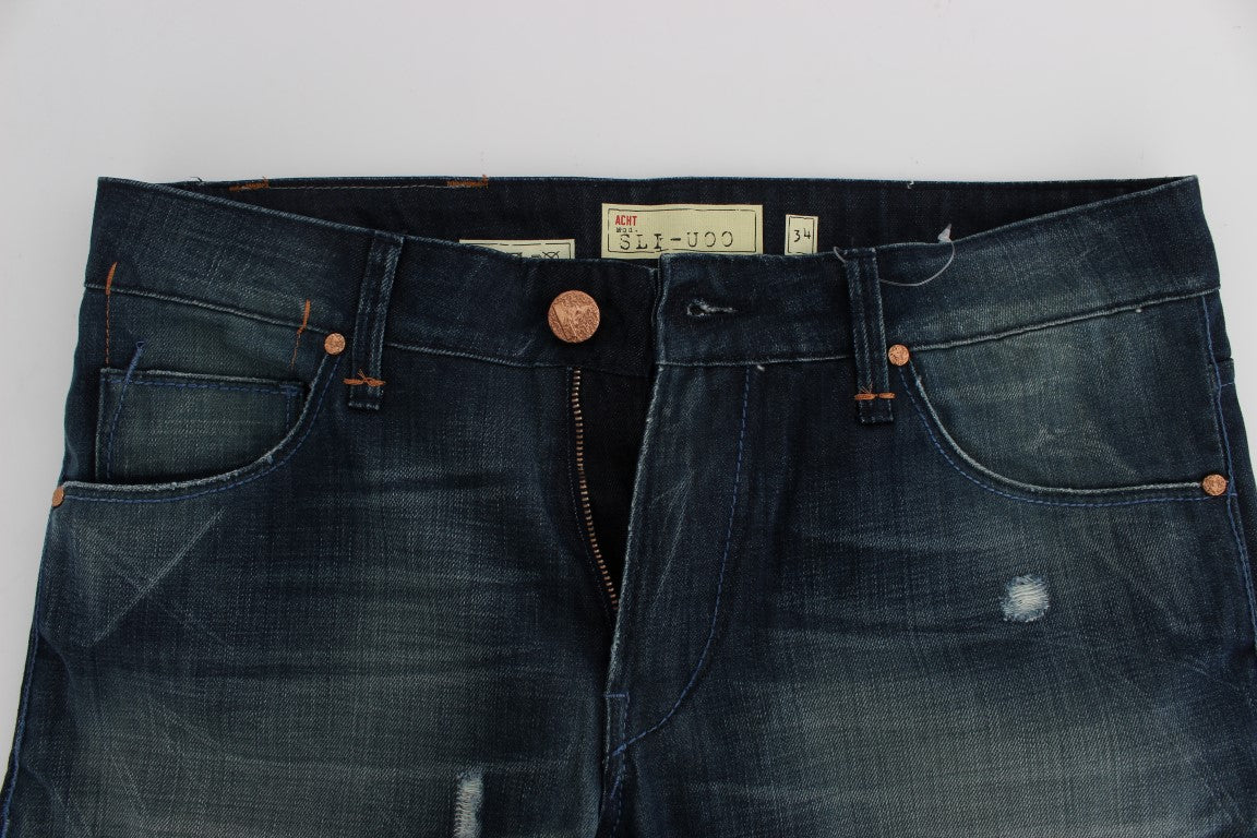 Acht Denim-Jeans mit schmaler Passform