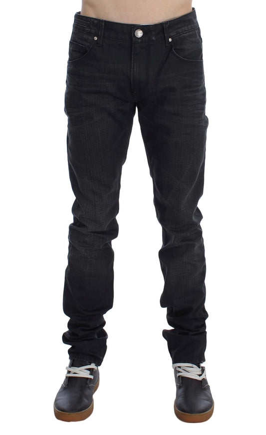 Eight smooth grey slim fit Italian men's jeans