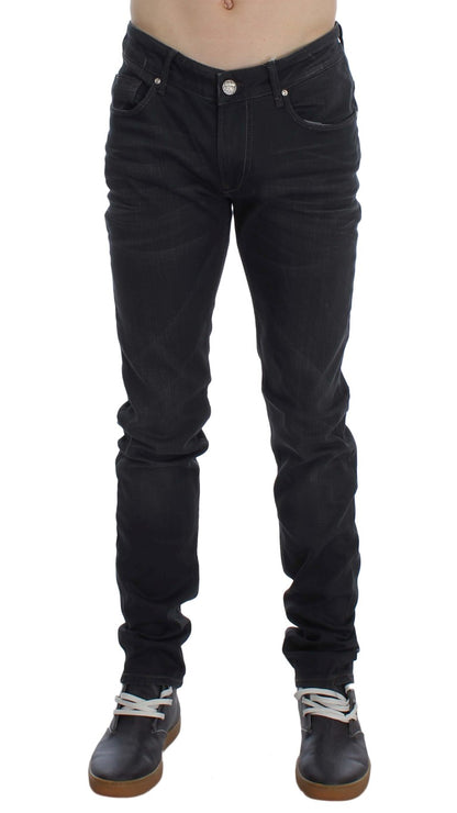 Acht Elegantes graues Slim Fit Premium-Denim