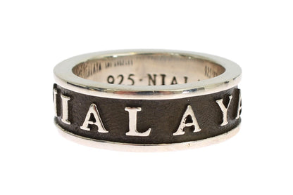 Nialaya Eleganter Silber und Schwarzer Sterling Herrenring