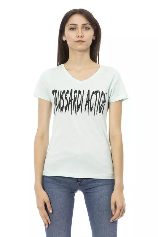 Trussardi Action Elegantes hellblaues T-Shirt mit V-Ausschnitt