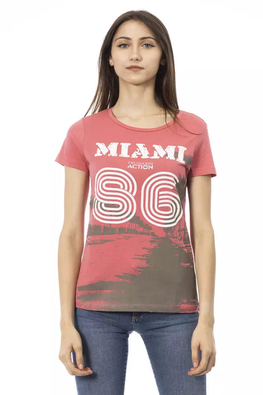 Trussardi Action Schickes rosa T-Shirt mit elegantem Frontprint