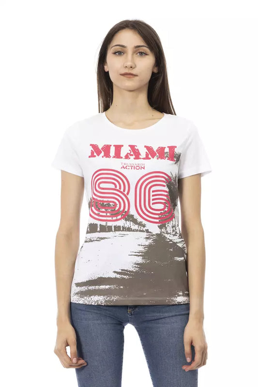 Trussardi Action Schickes weisses T-Shirt mit elegantem Frontprint