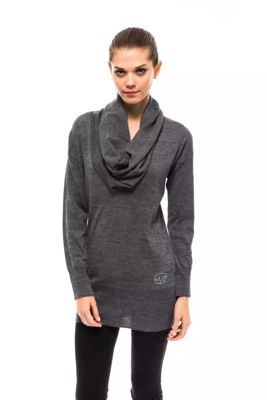 Montana Blu Grey high neck sweater with embellishments