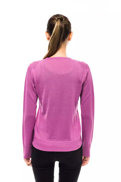 Montana Blu Schicker rosa Pullover mit verziertem Logo und V-Ausschnitt