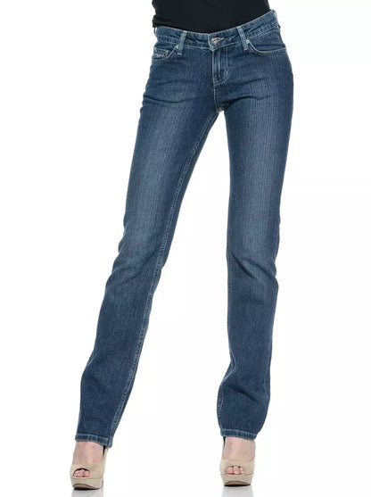 Ungaro Fever Schicke blaue Regular Fit Jeans mit einzigartigem Logo-Detail