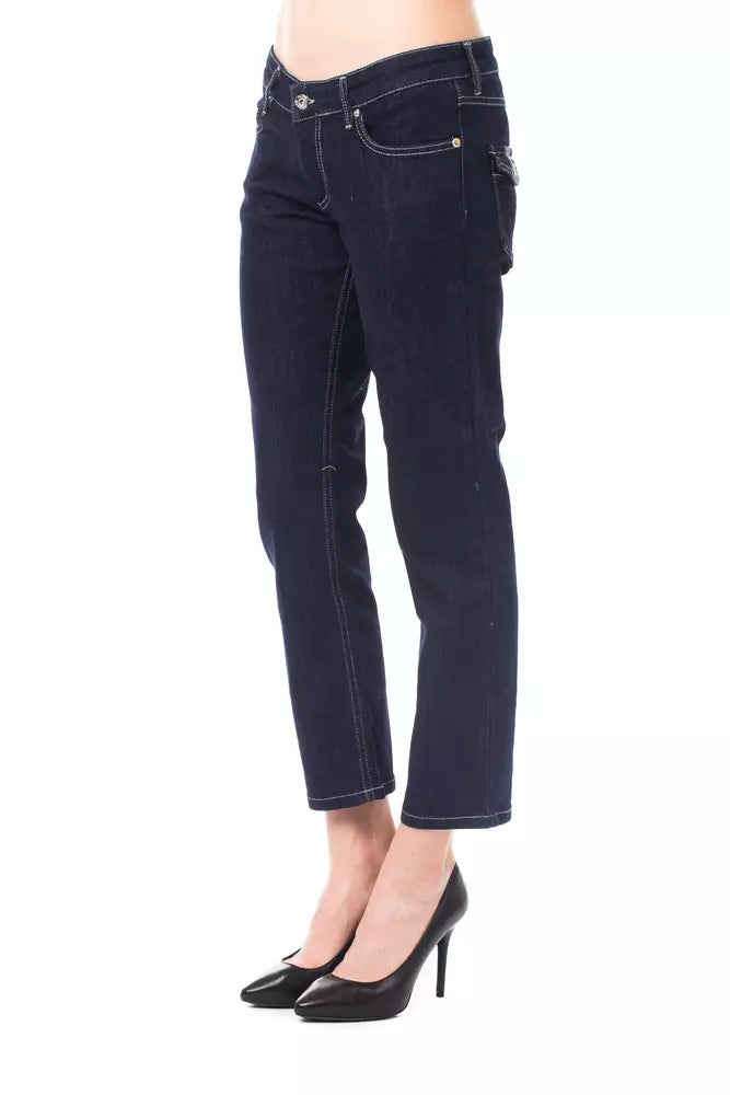 Ungaro Fever Schicke blaue Capri-Jeans mit Knopfdetails