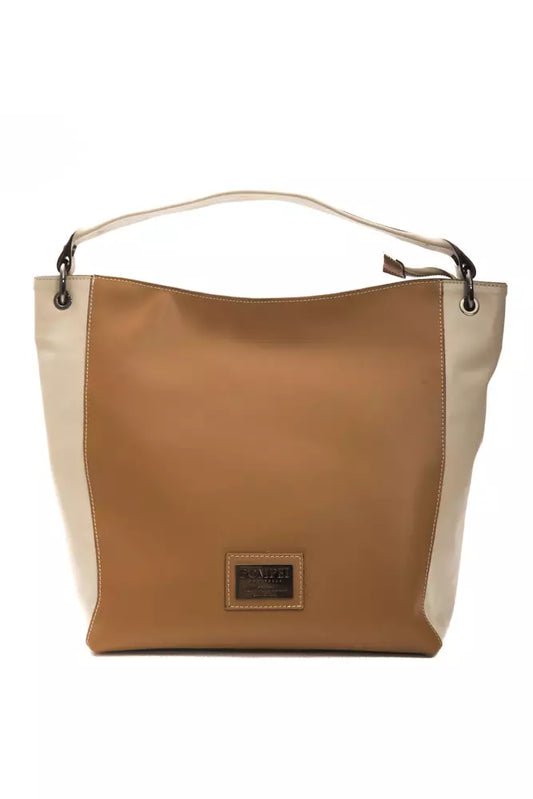 Pompei Donatella Elegante borsa a tracolla in pelle marrone intenso