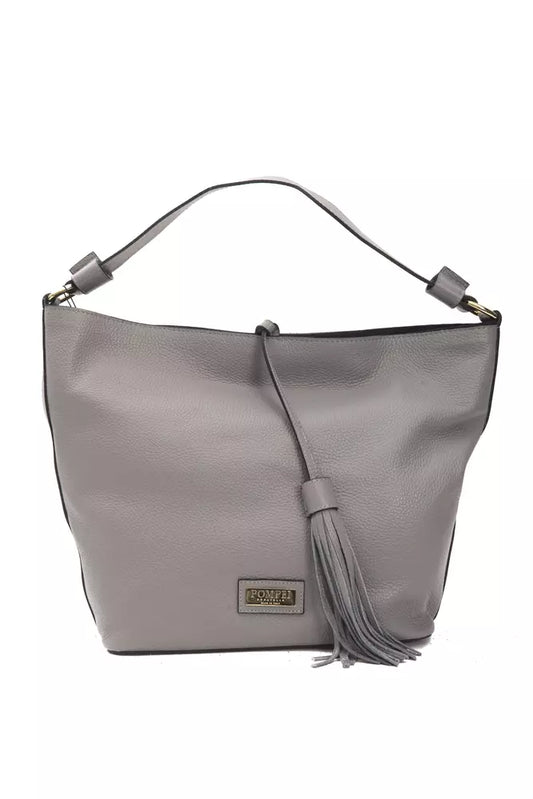 Pompei Donatella Chic grey leather shoulder bag - adjustable strap