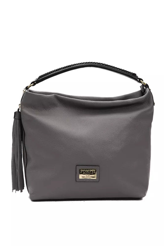 Pompei Donatella Chic grey leather shoulder bag