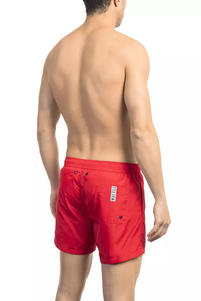 Bikkembergs Glatte rote Badeshorts mit Bandeinfassung