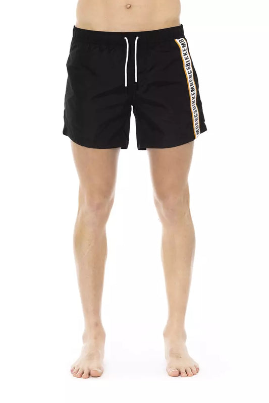 Bikkembergs schwarze Badeshorts mit sportlichem Tape-Detail