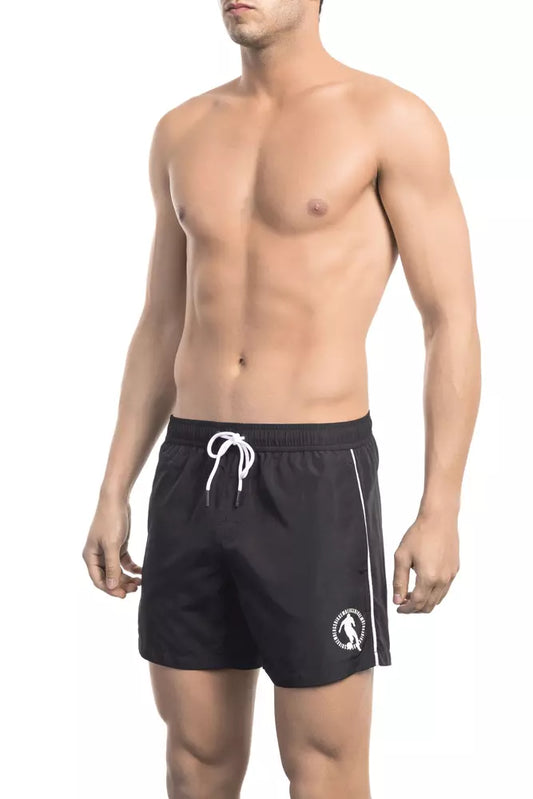 Bikkembergs Chic black printed swim shorts