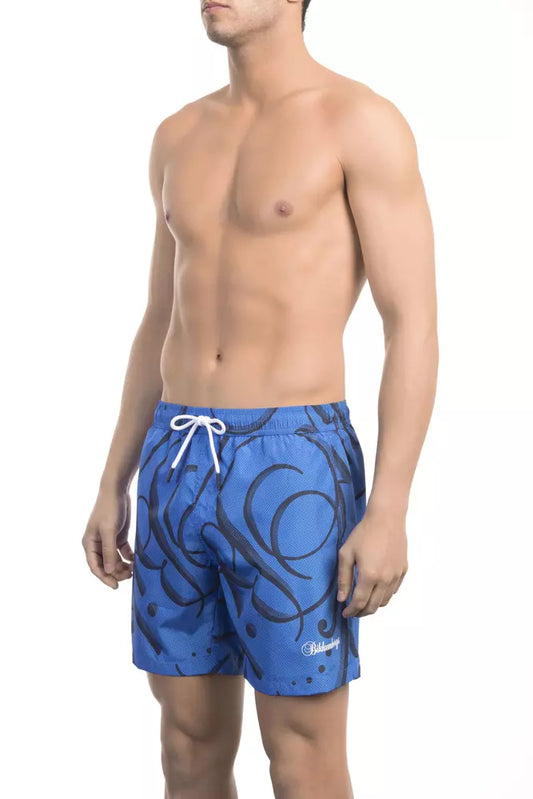 Bikkembergs Elegante blaue bedruckte Badeshorts