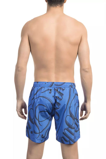 Bikkembergs Elegante blaue bedruckte Badeshorts