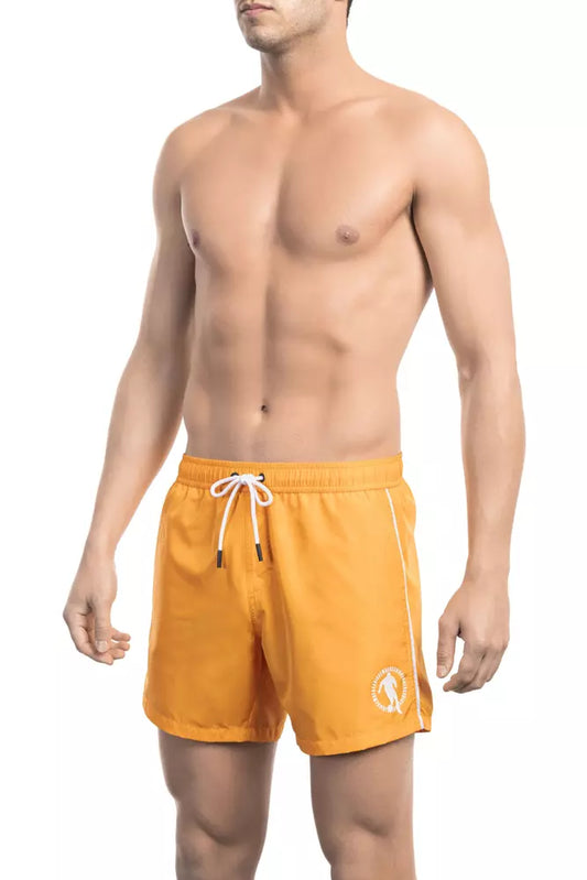 Bikkembergs Orangefarbene Herren Badeshorts mit Frontprint