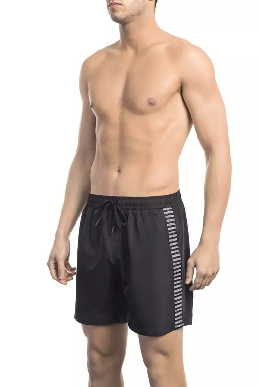 Bikkembergs Schicke schwarze Badeshorts mit Signature-Detail