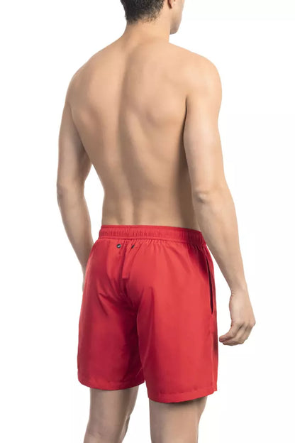 Bikkembergs Schicke rote Badeshorts mit Druckdetail