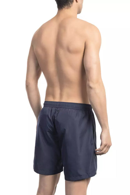 Bikkembergs Schicke blaue Badeshorts mit modischem Frontprint