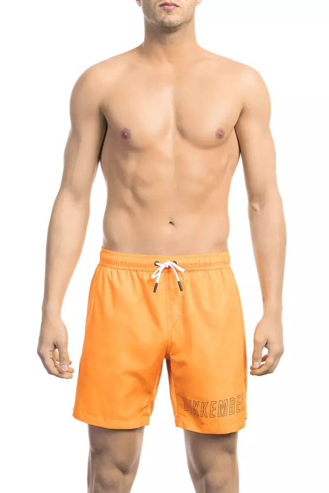 Bikkembergs Electric Orange Badeshorts mit ikonischem Aufdruck