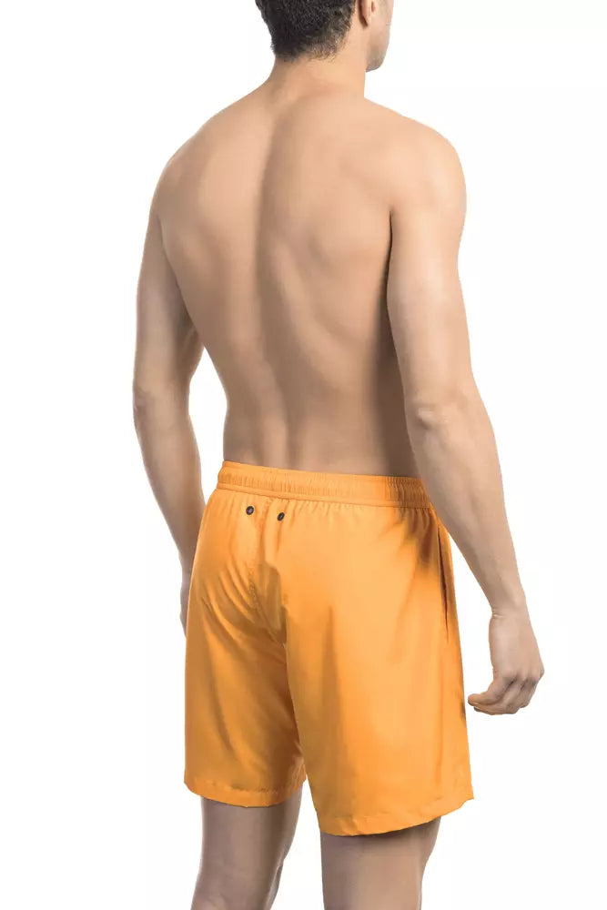 Bikkembergs Electric Orange Badeshorts mit ikonischem Aufdruck