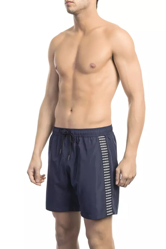 Bikkembergs Elegante blaue Badeshorts mit Bandeinfassung