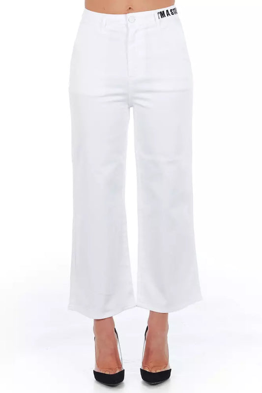 Frankie Morello Elevated Elegance Weiße Cropped-Hose