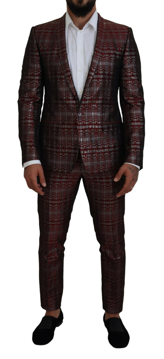 Dolce & Gabbana Bordeaux Fantasy Slim Fit Zweiteiliger Anzug