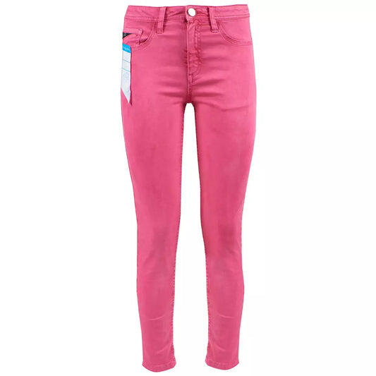 Yes Zee Chic Fuchsia Skinny Jeans with Ankle Slit