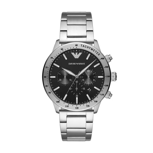 Emporio Armani Elegant Silver Steel Chronograph Watch